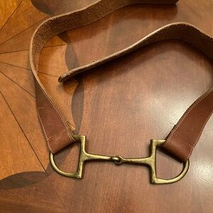 Tasha Polizzi  Equestrian Inspired Leather Belt with Brass Bit Detail